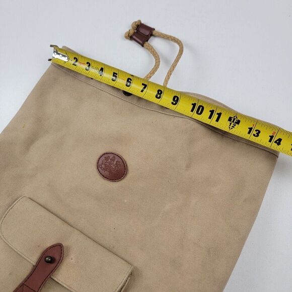 Vintage 90s Ralph Lauren Canvas Drawstring Bucket Bag Backpack Khaki Distressed - Picture 14 of 15